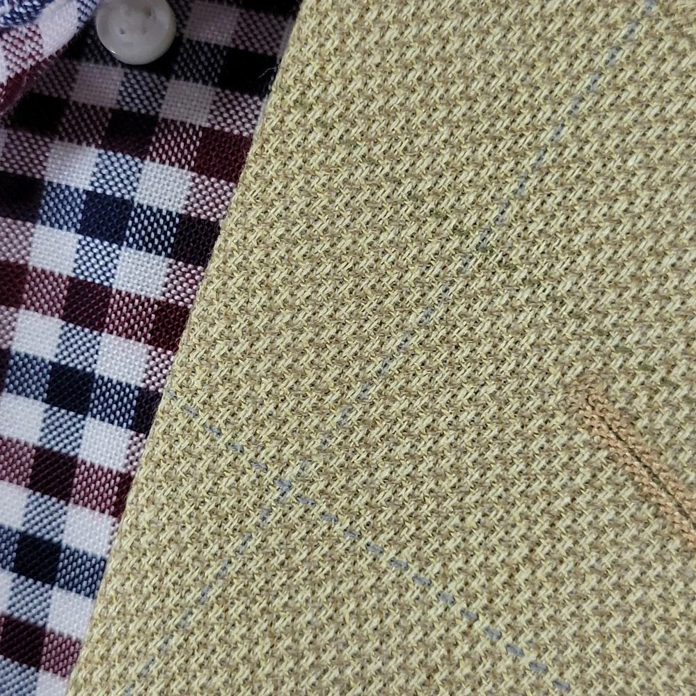 Jones New‎ York Men's Sport Coat Blazer Three Button Beige Plaid Silk Wool 44R